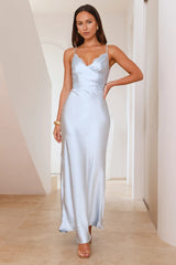 Society Soiree Satin Maxi Dress Blue