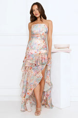 Secret Garden Chic Strapless Maxi Dress Print