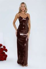Sequin Statement Midi Dress Wine
