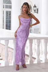 Shining Now Sequin Maxi Dress Purple