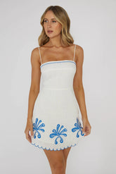 Carsyn Flower Embroidery Mini Dress White