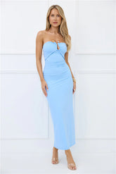 Stylish Days Strapless Maxi Dress Blue