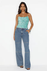 Sparkling Diamond Sequin Crop Top Mint