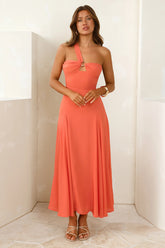 Styled Like A Star One Shoulder Maxi Dress Coral