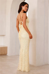 Shimmering Allure Sequin Maxi Dress Yellow