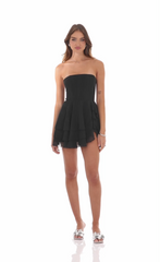 Shimmer Striped Asymmetrical Dress in Black
