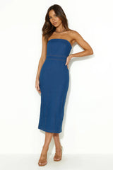 Successful Girl Strapless Midi Dress Denim