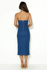Successful Girl Strapless Midi Dress Denim