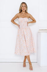 Summer Pop Strapless Midi Dress Pink