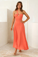Styled Like A Star One Shoulder Maxi Dress Coral