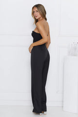 Shimmer Luxe Strapless Jumpsuit Black
