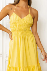 Sundrenched Escapes Halter Maxi Dress Yellow