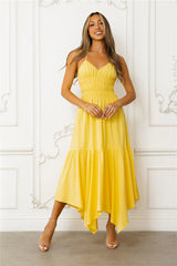 Sundrenched Escapes Halter Maxi Dress Yellow