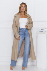 Subtle Sophistication Faux Leather Trench Coat Beige