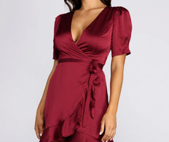 Wrap Me In Satin Dress