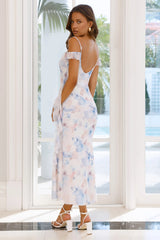 Starburst Gleam Mesh Maxi Dress Blue