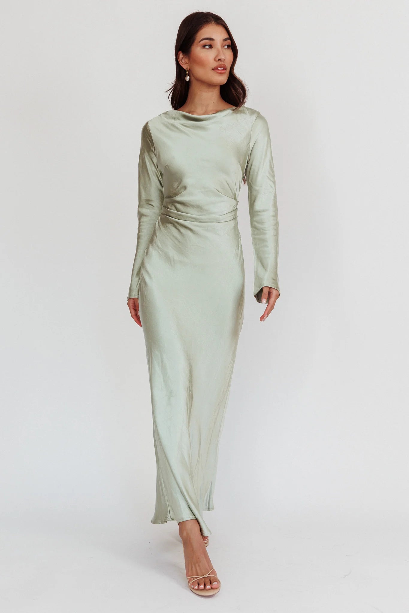 Loveland Cowl Back Midi Dress Sage
