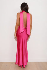 Slip On Class Satin Maxi Dress Pink