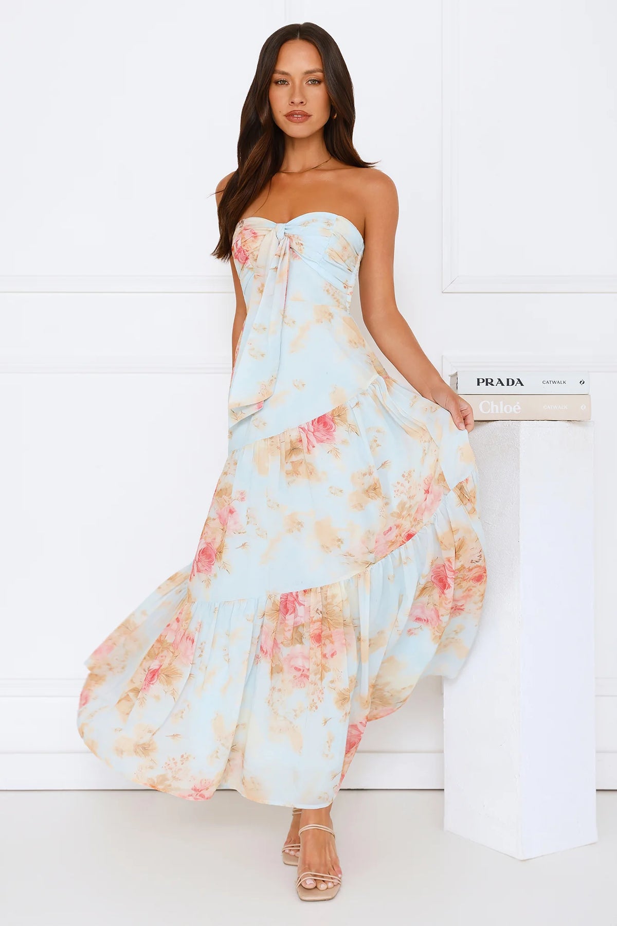 She's the Blueprint Strapless Maxi Dress Print
