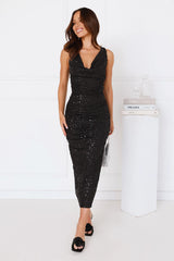 Sequin Sensation Midi Dress Black