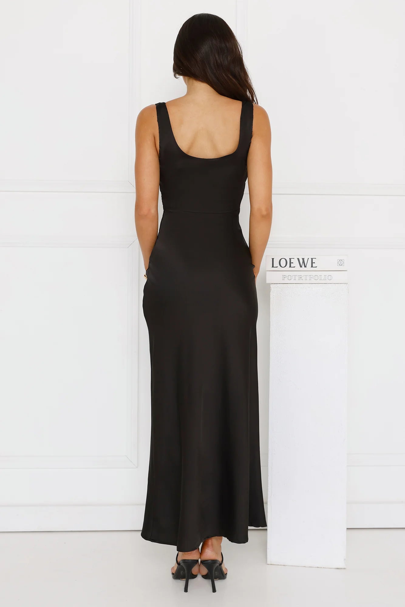 Silken Stars Satin Maxi Dress Black