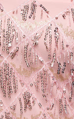 Shook Mini Dress Cami Sequin Fringe Dress in Pink Sequin