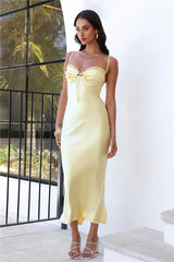 She's Refined Satin Maxi Dress Yellow