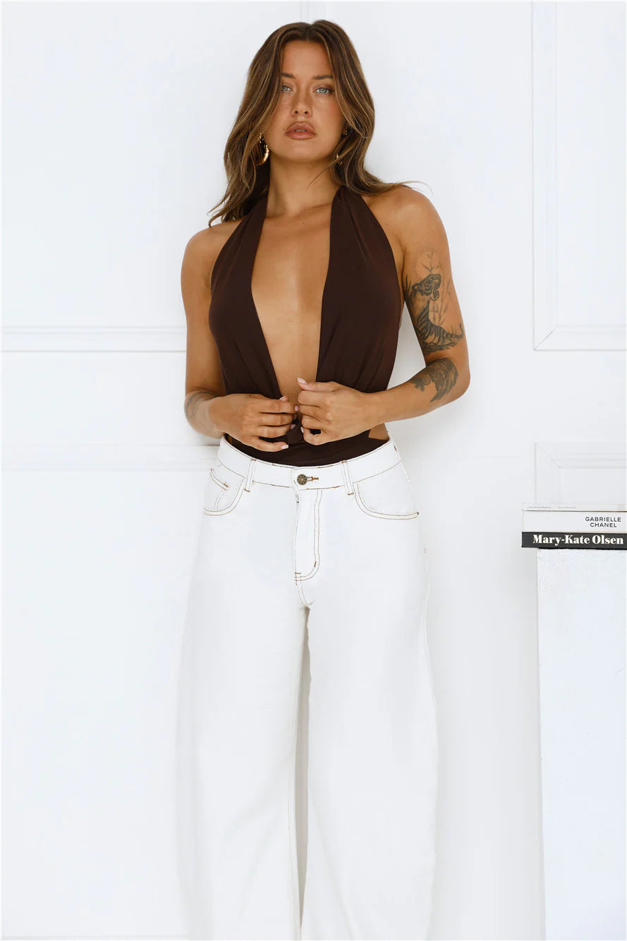 Style Stunner Halter Bodysuit Brown
