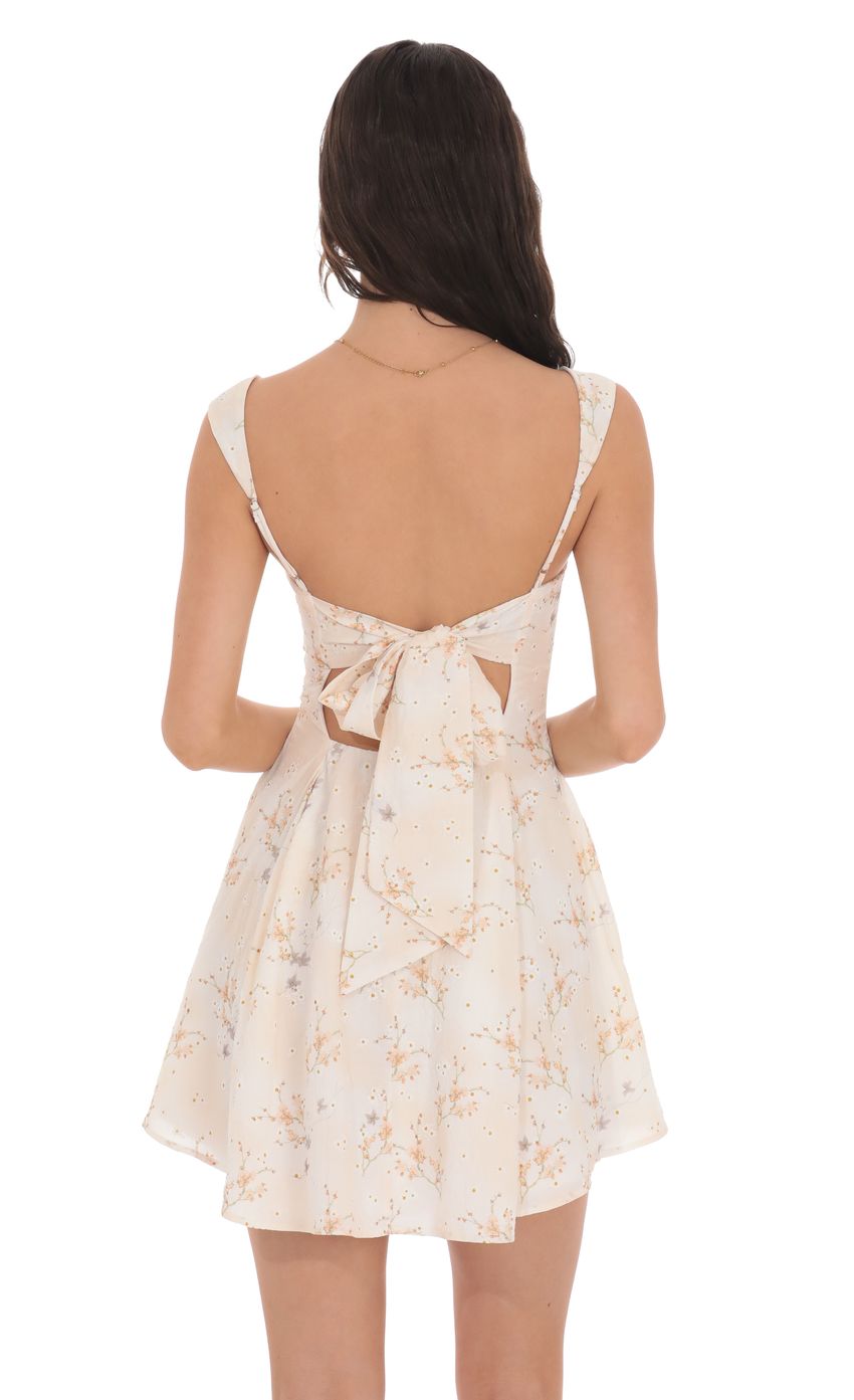 Floral Fit and Flare Dress in Cream Swirl