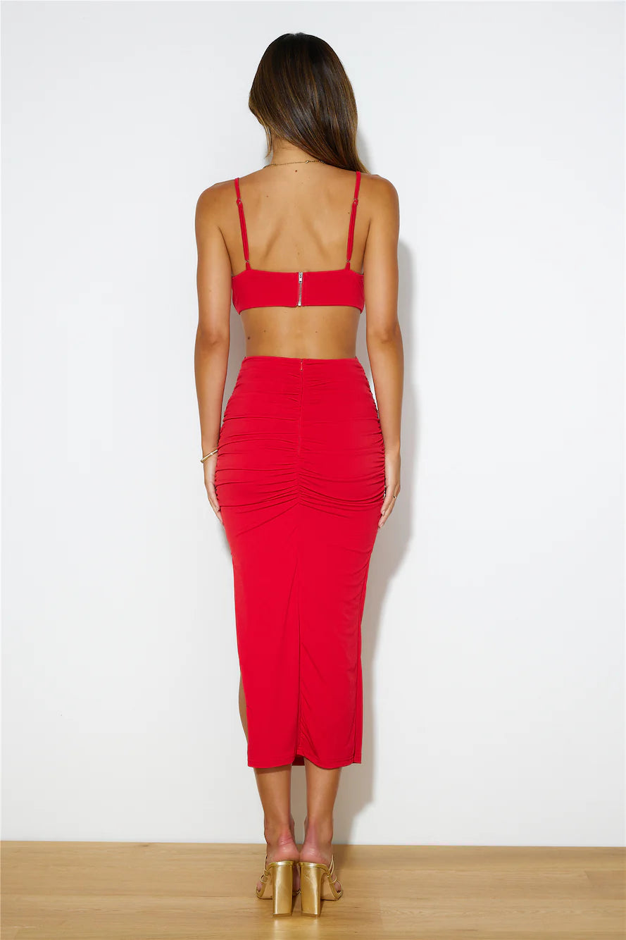 Slay All Day Midi Dress Red