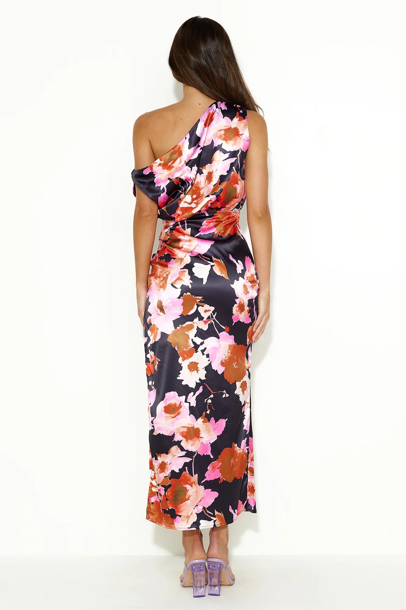 She's Girly Off Shoulder Satin Maxi Dress Black