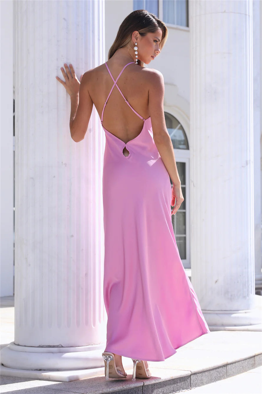 She's Sleek Maxi Dress  Pink