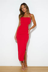 Slay All Day Midi Dress Red
