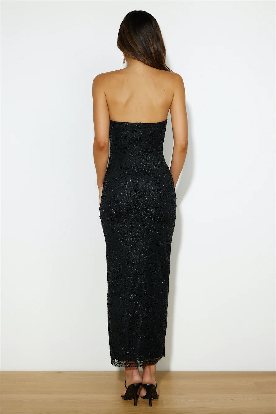 Sparkle Now Glitter Midi Dress Black
