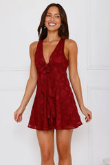 Sense Of Charm Mini Dress Burgundy