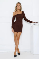 Shared Style Long Sleeve Mini Dress Brown
