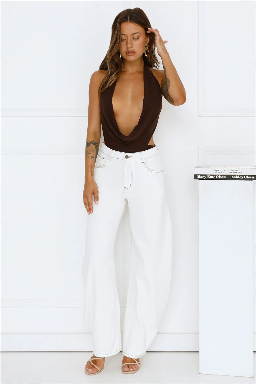 Style Stunner Halter Bodysuit Brown