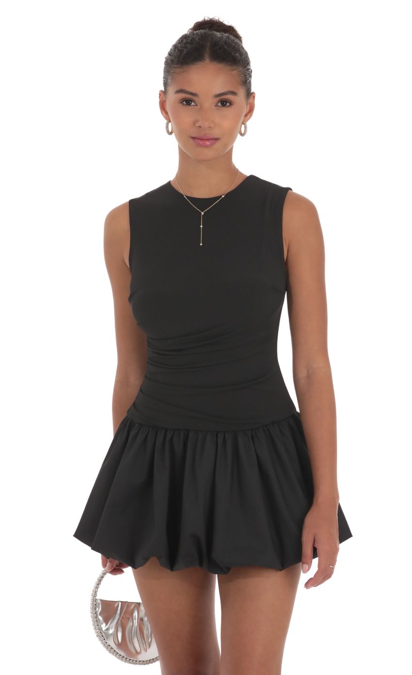 High Neck Bubble Dress in Black