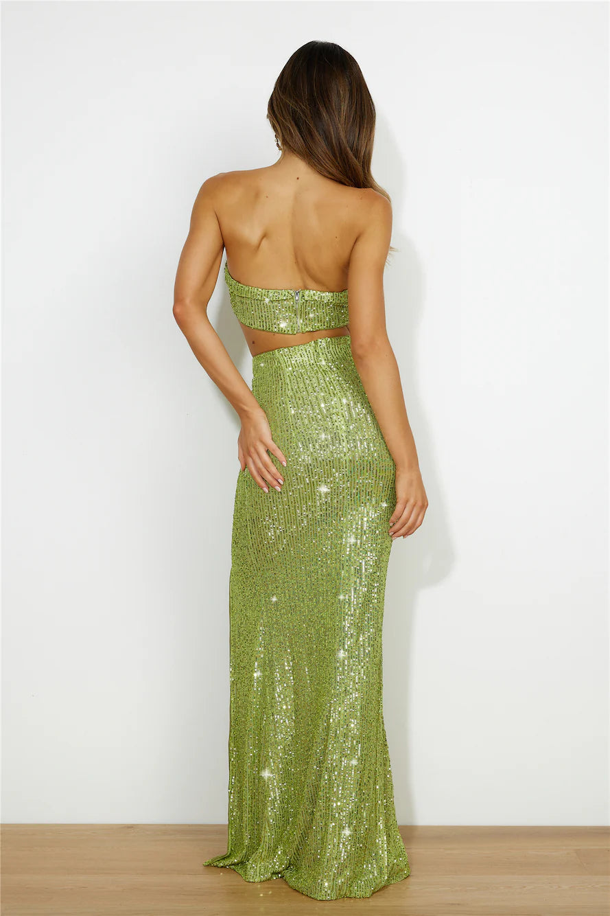 Sprinkle Shine Sequin Crop Top Green
