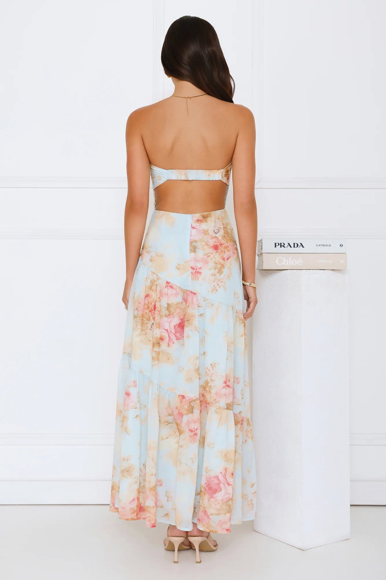 She's the Blueprint Strapless Maxi Dress Print