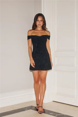 Subtle Music Off Shoulder Mini Dress Black