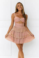 Shimmering Socialite Mini Dress Rose Gold