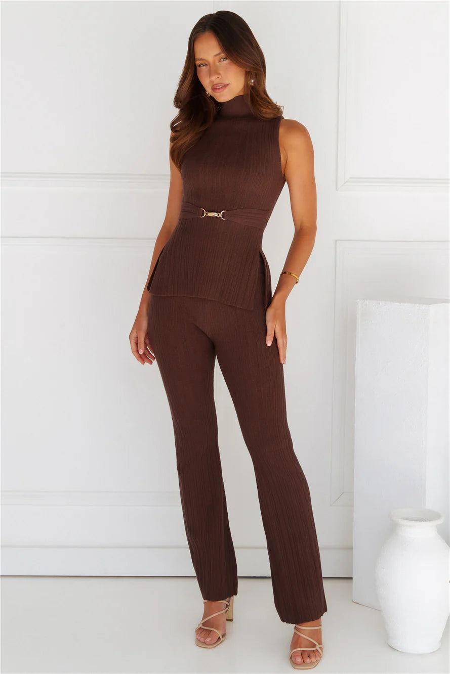 Star Power Ribbed Pants Brown
