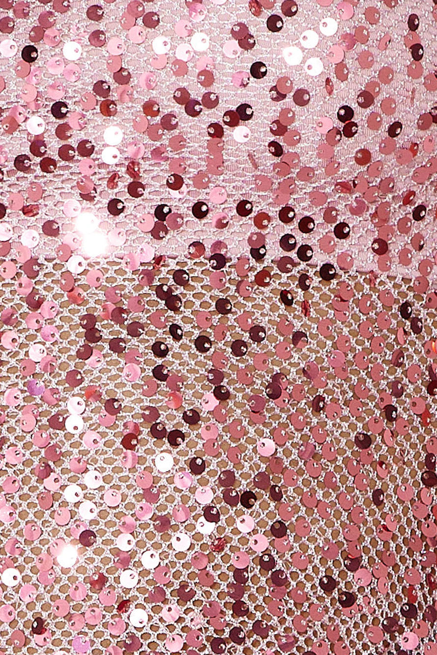 She Is The Party Strapless Sequin Crop Top Pink