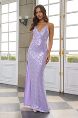 Stellar Soiree Sequin Maxi Dress Purple