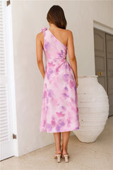 Seen And Loved One Shoulder Midi Dress Purple