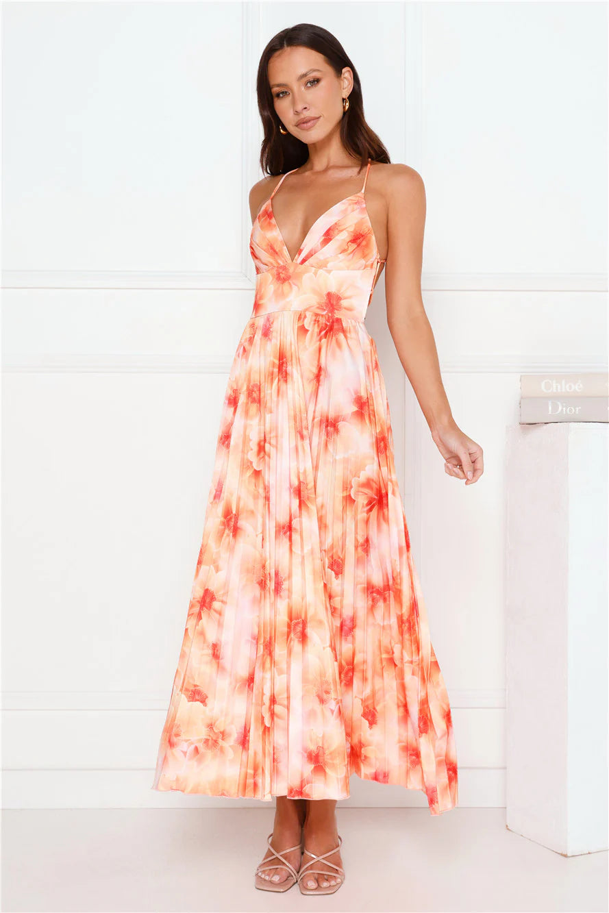 She's Exclusive Satin Maxi Dress Lime Orange
