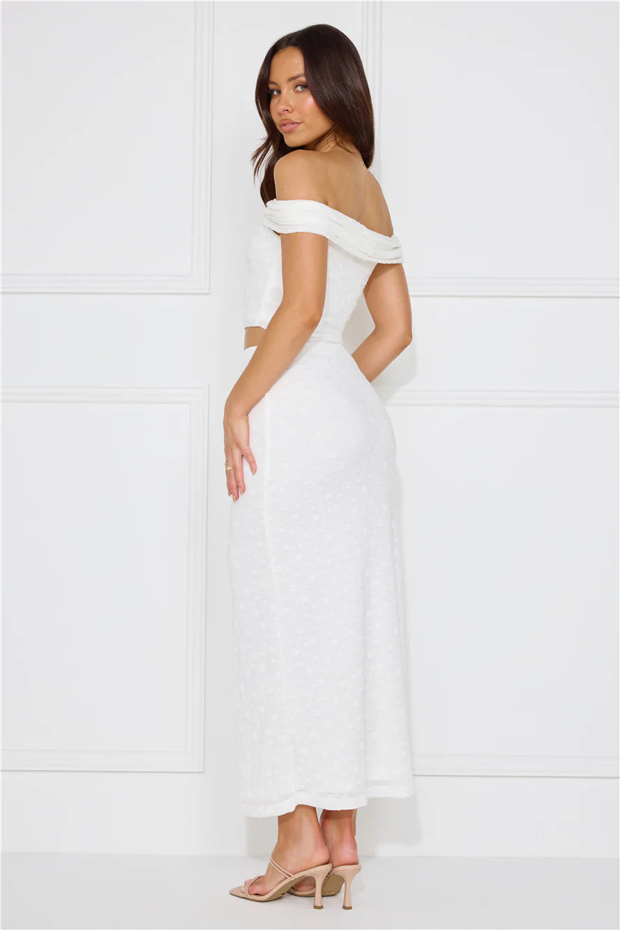 Secret World Off Shoulder Crop Top White