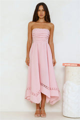 Clarissa Strapless Midi Dress Pink