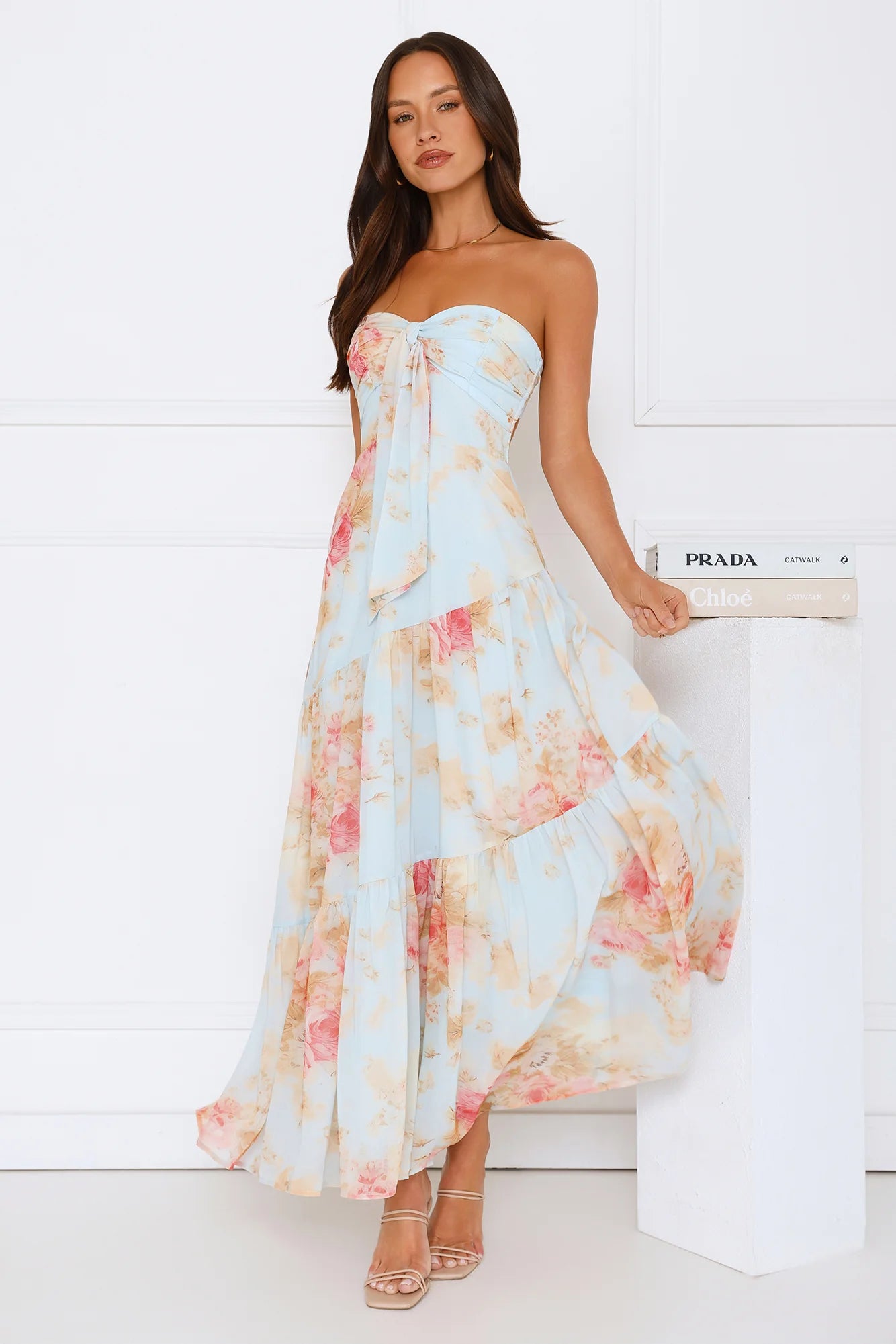 She's the Blueprint Strapless Maxi Dress Print